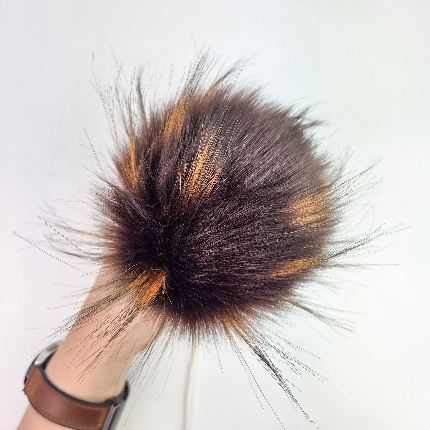 Brown and Copper Faux Fur Pom