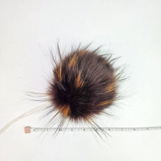 Brown and Copper Faux Fur Pom