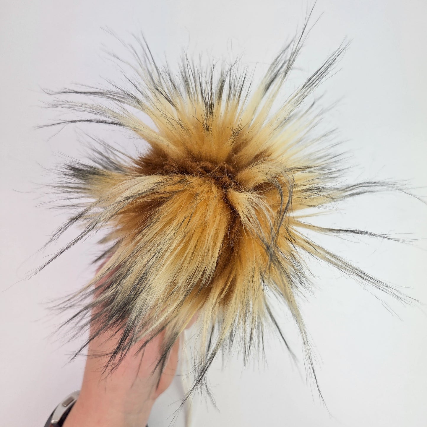 Brown Multicolor Faux Fur Pom