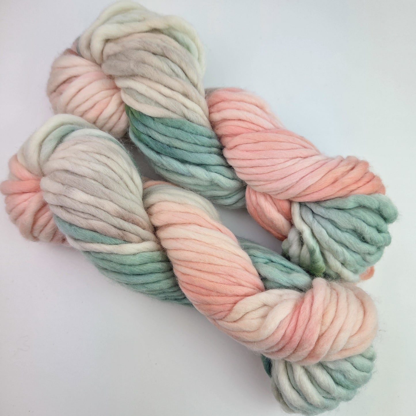 Hand Dyed Yarn - Peach Blossom on Super Bulky Single Ply