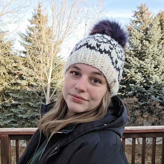 Black and Cream Snowstorm Beanie