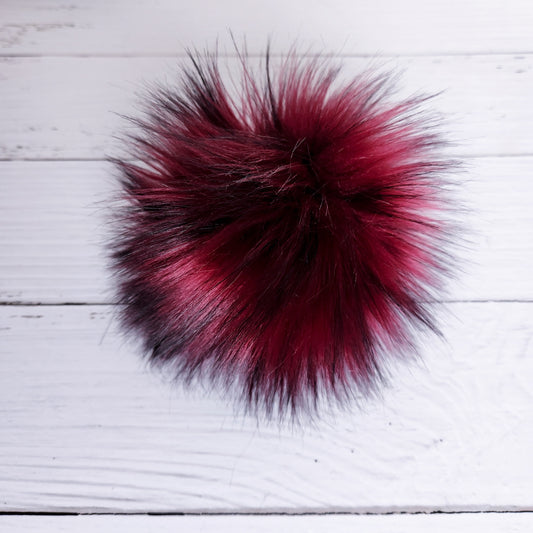 Burgundy Faux Fur Pom