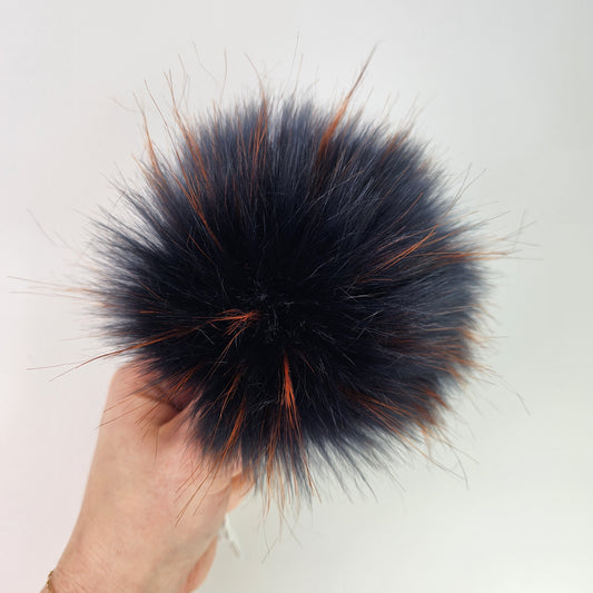 Black and Copper Faux Fur Pom