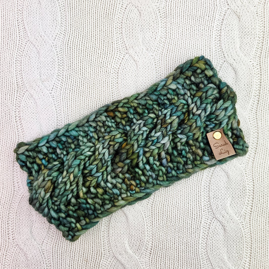 Cable knit earwarmer - Teal/Greens