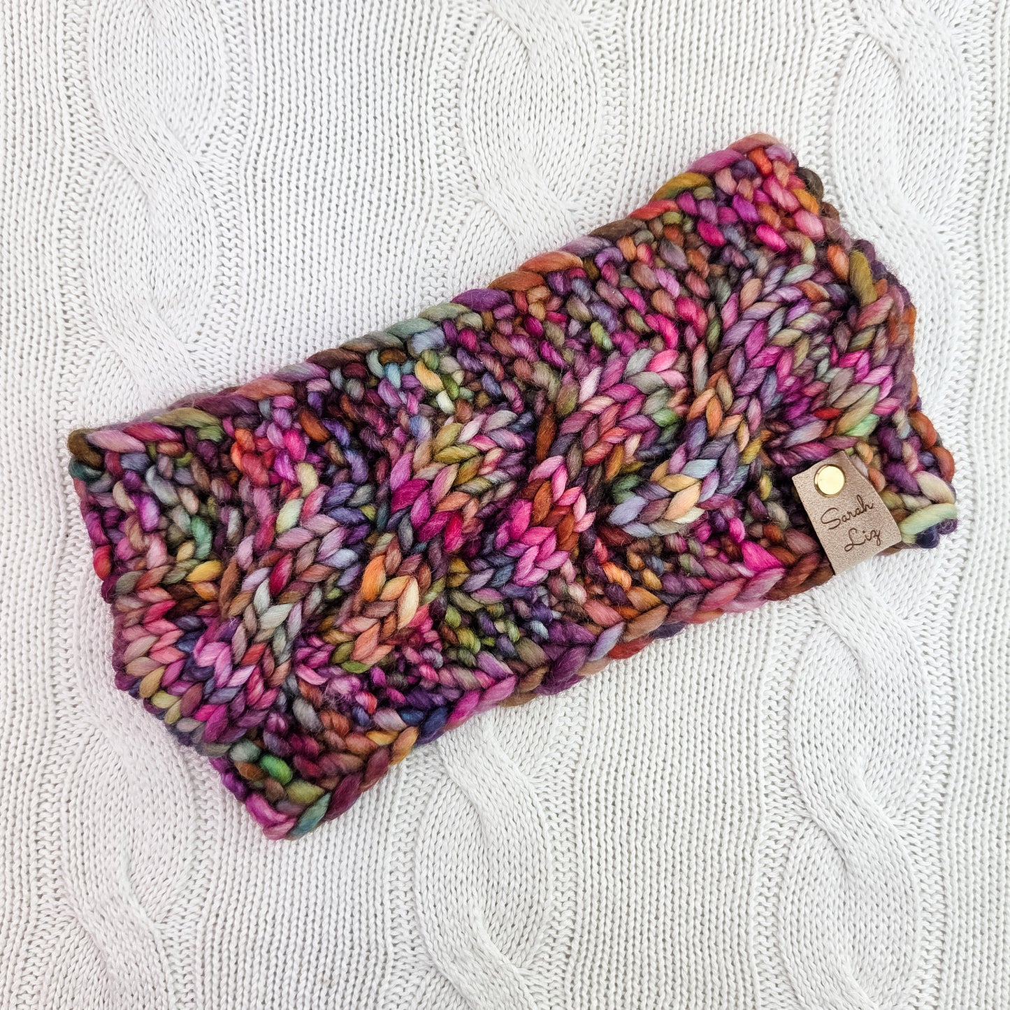 Cable knit earwarmer - Pink