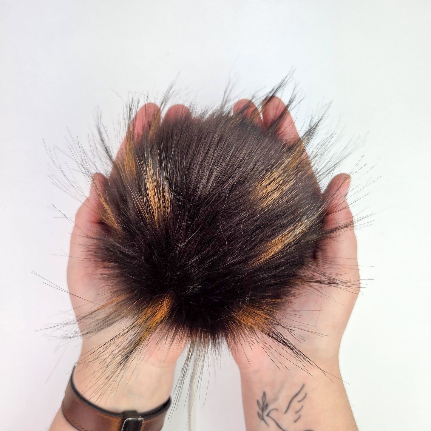 Brown and Copper Faux Fur Pom