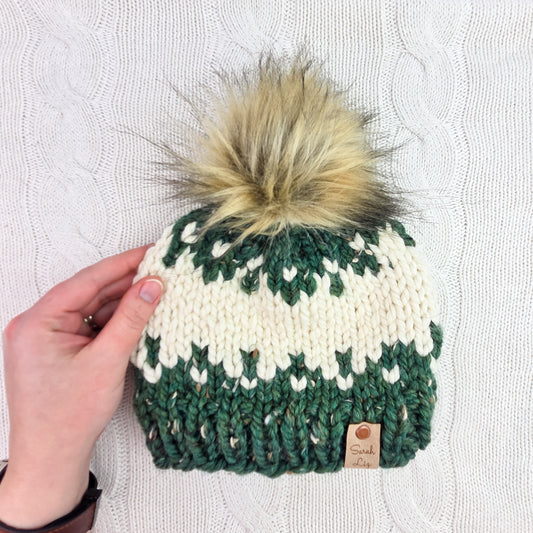 Fair Isle Beanie - Green - Toddler Size