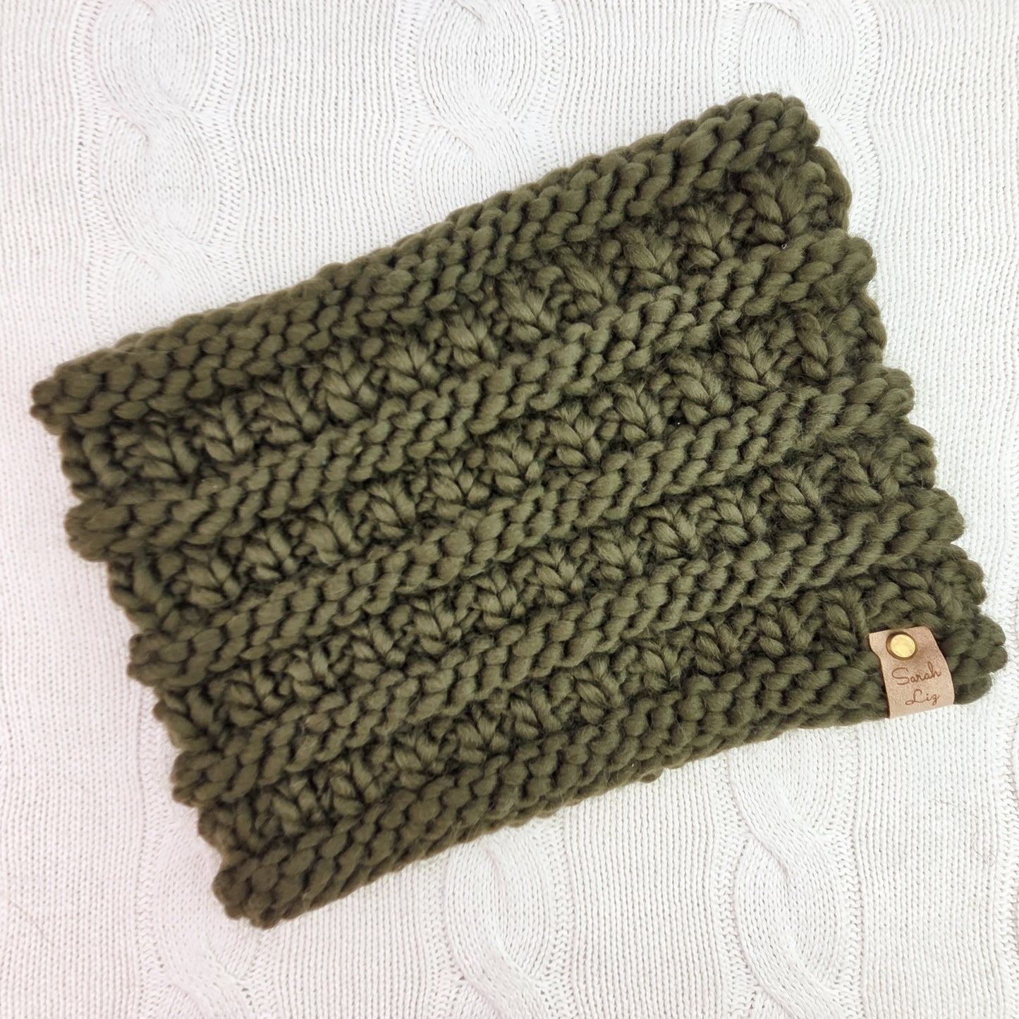 Olive Green Beanie and Cowl Set