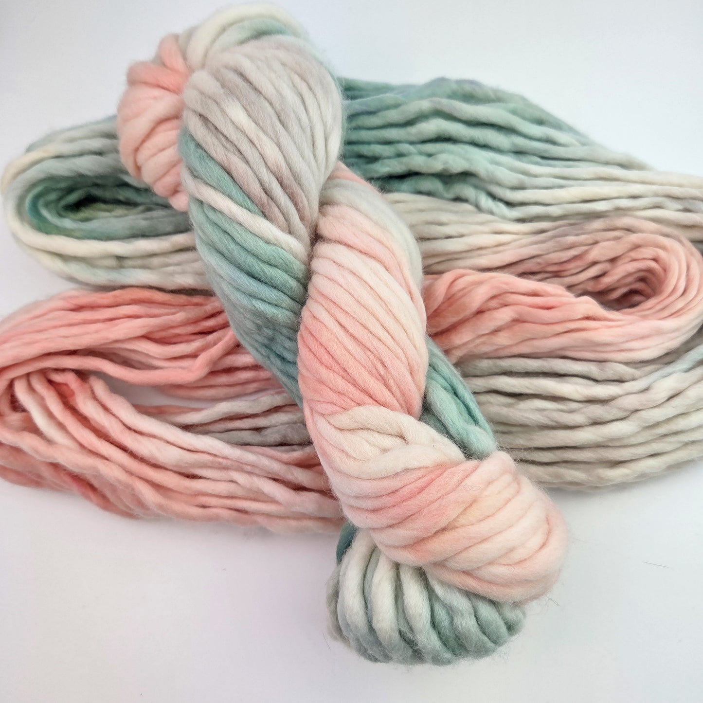Hand Dyed Yarn - Peach Blossom on Super Bulky Single Ply