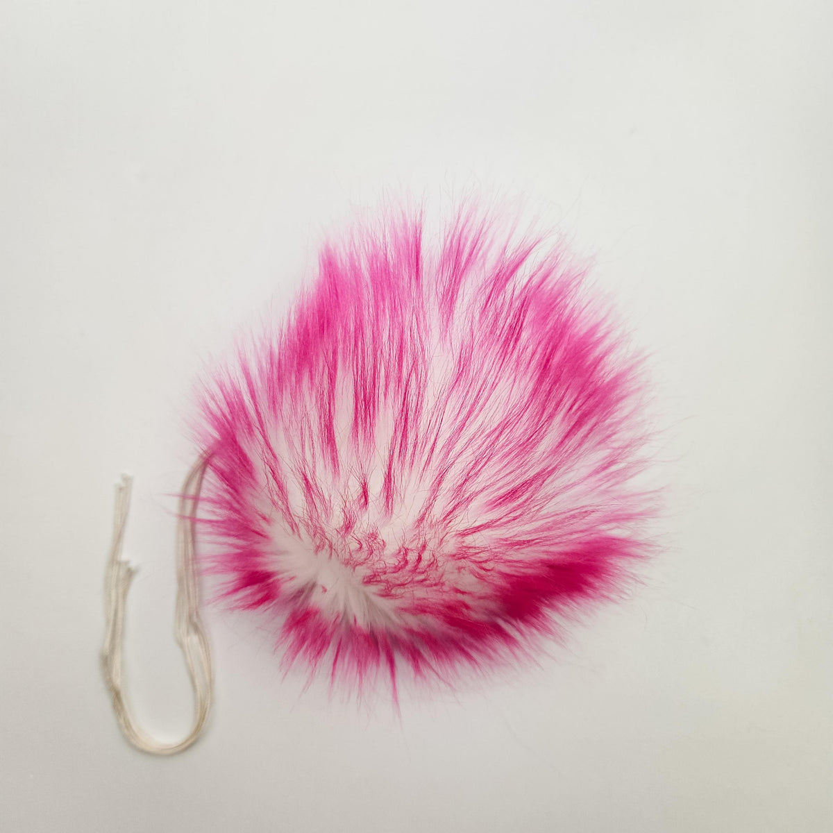 Pink and White Faux Fur Pom