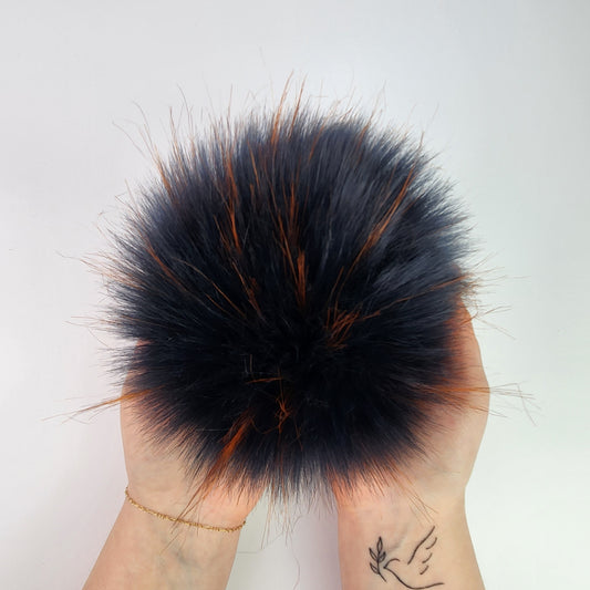 Black and Copper Faux Fur Pom
