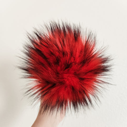 Red Faux Fur Pom