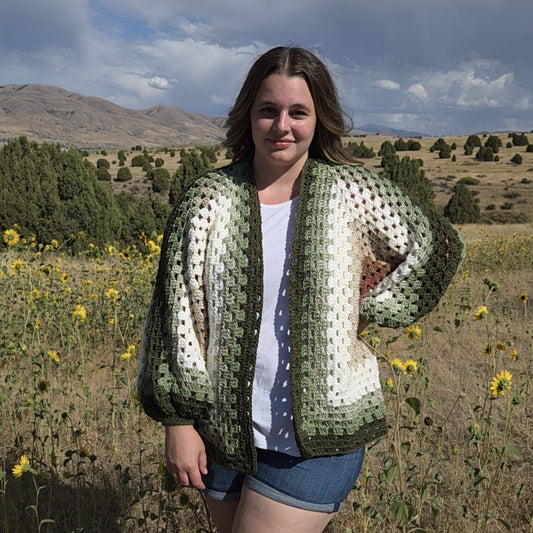 Green Granny Square Cardigan