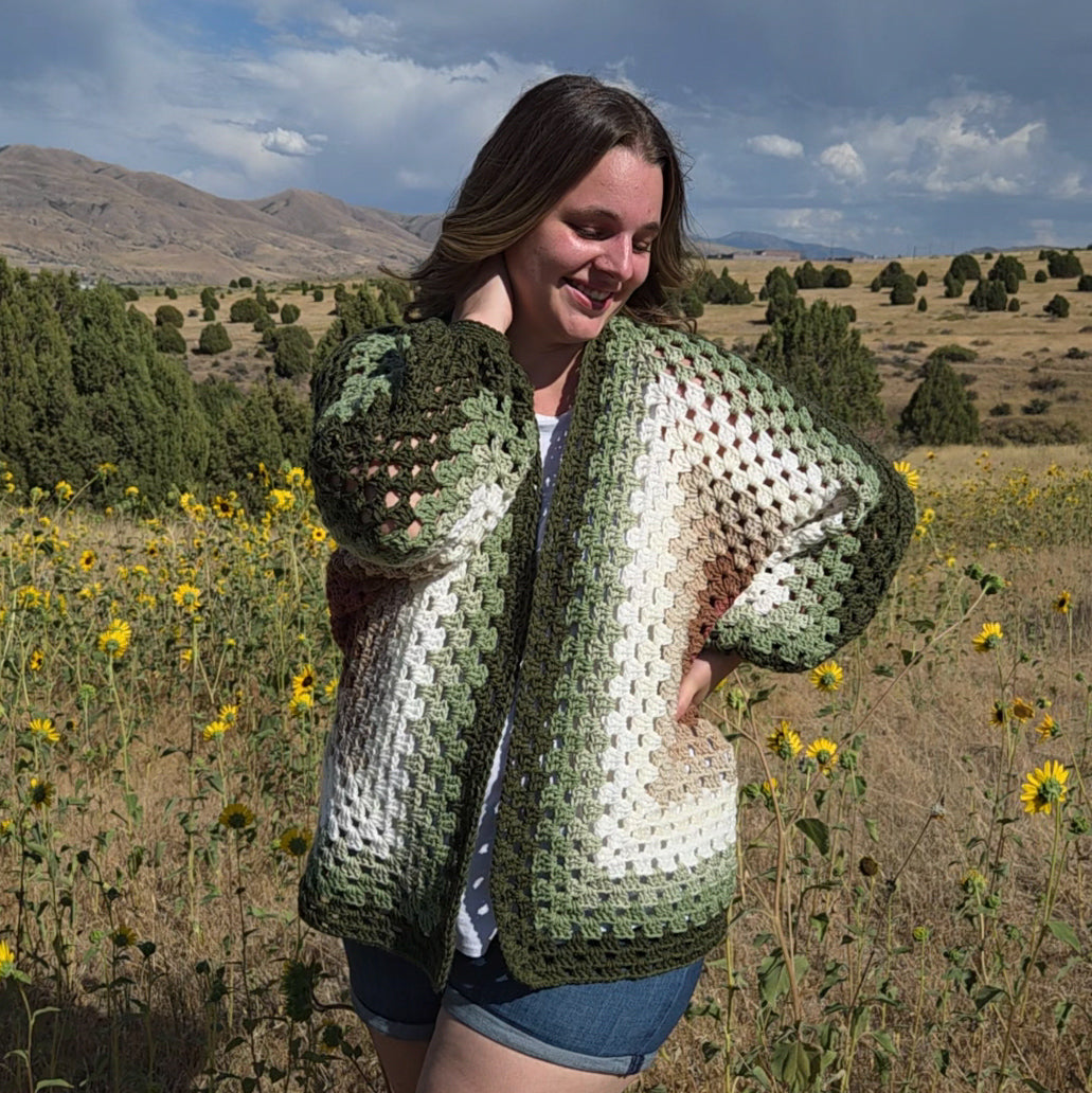Green Granny Square Cardigan