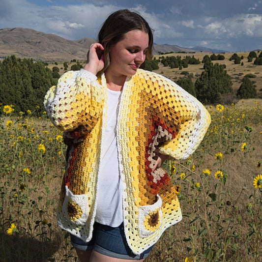 Sunflower Granny Square Cardigan
