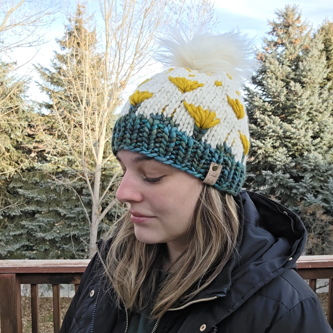 Dandelion Hat - Teal/Yellow