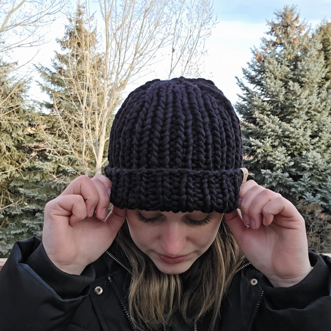 Ribbed Beanie - Black