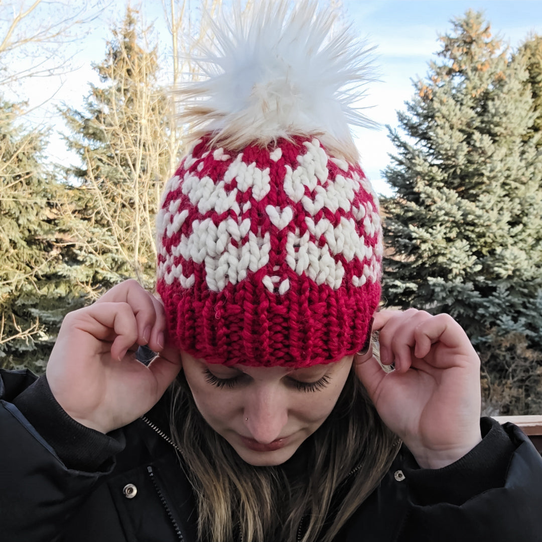 Women's Snowflake Hat - Red