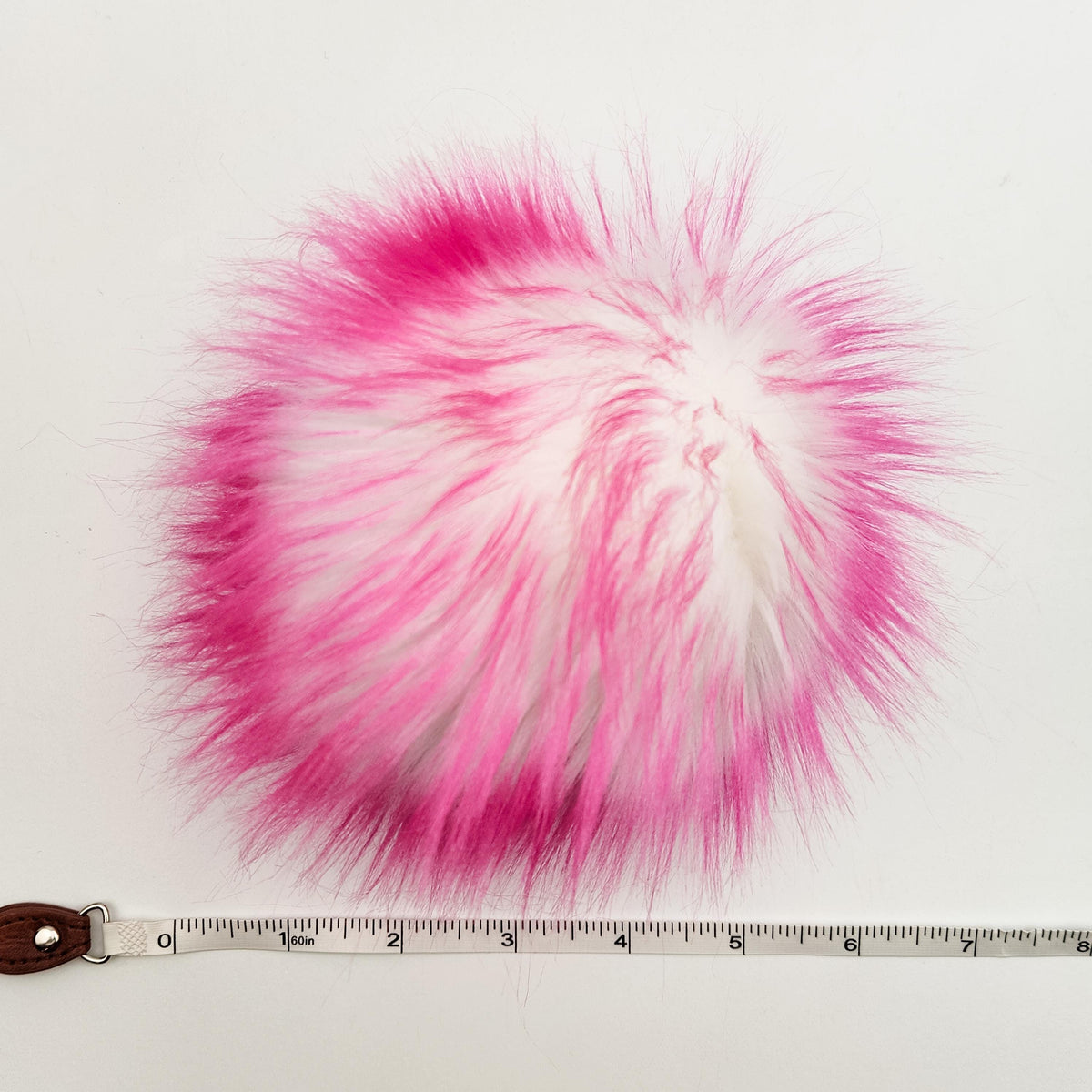 Pink and White Faux Fur Pom