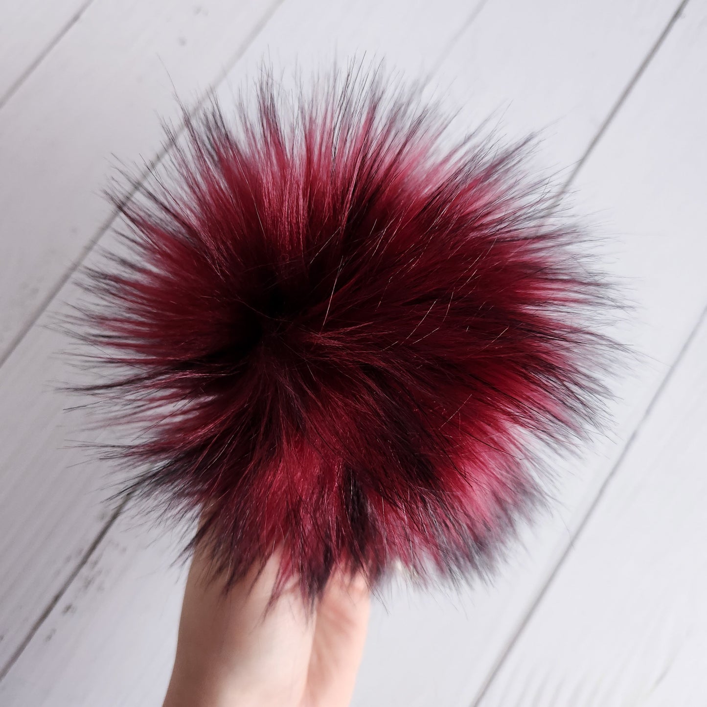 Burgundy Faux Fur Pom
