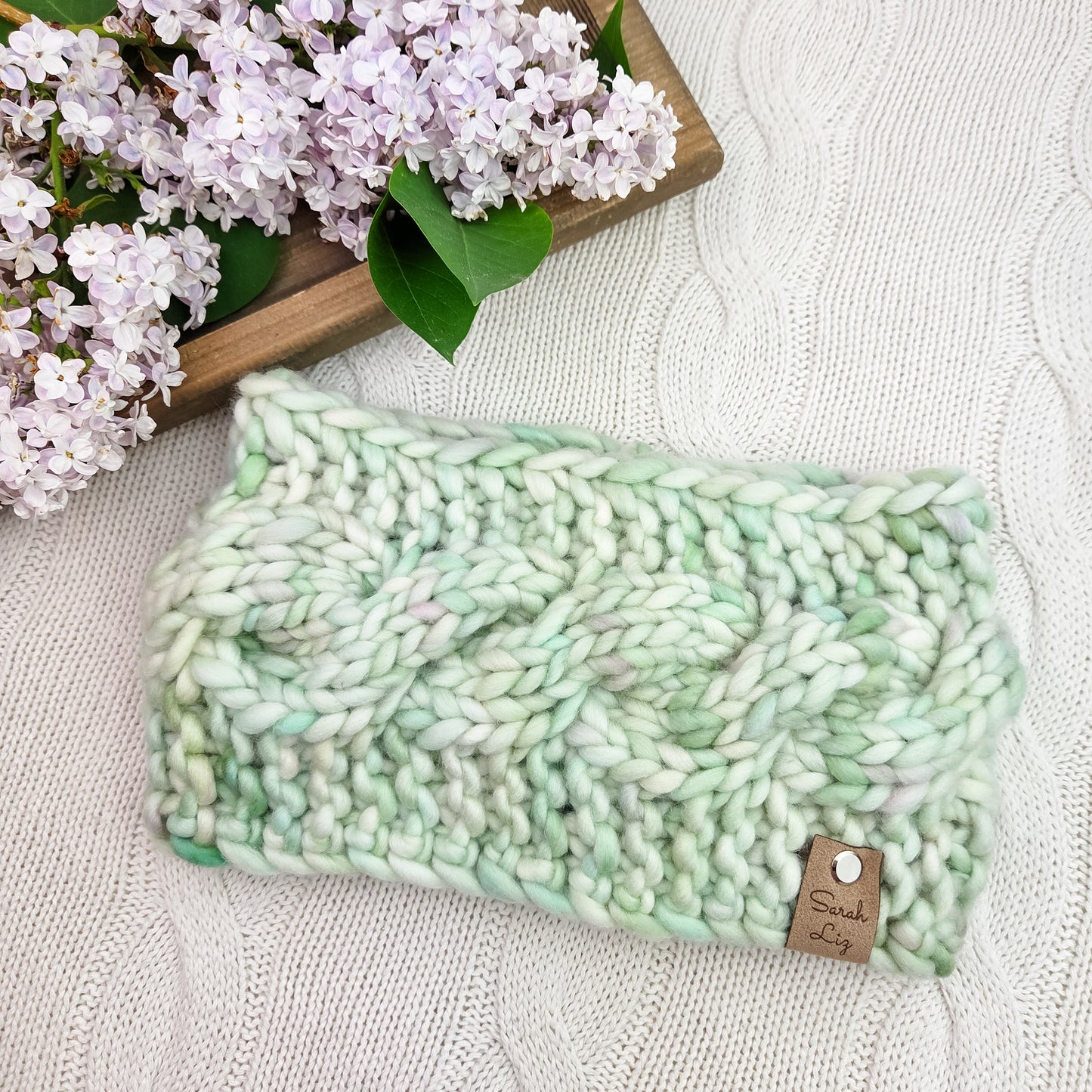 Cable knit earwarmer