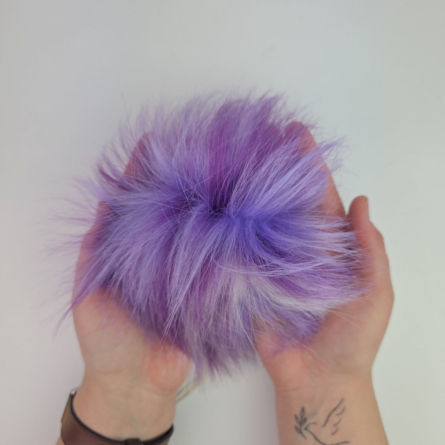 Purple Multicolor Faux Fur Pom