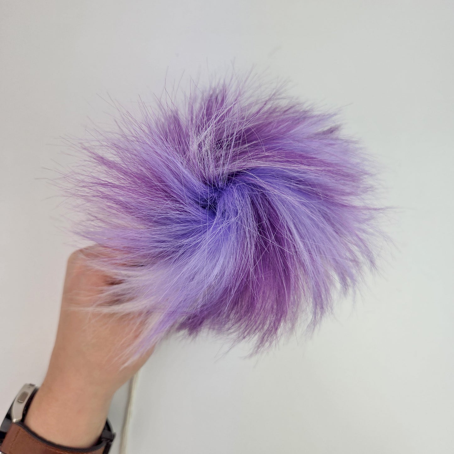Purple Multicolor Faux Fur Pom
