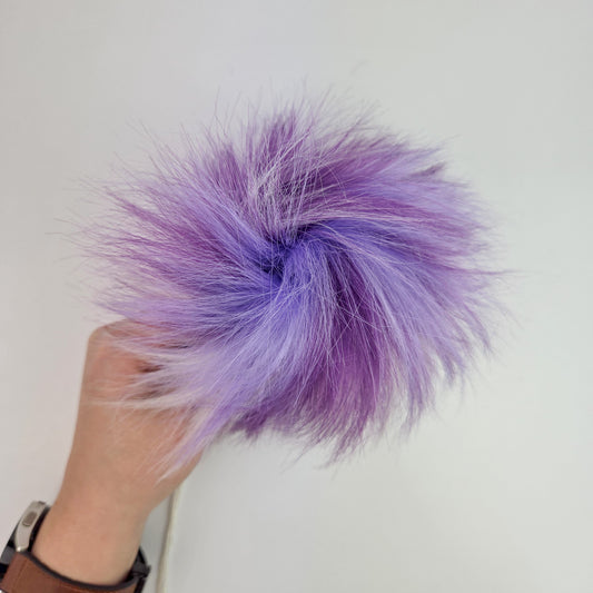 Purple Multicolor Faux Fur Pom